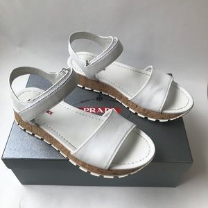 Prada White Leather Double-band Sandal Size 9